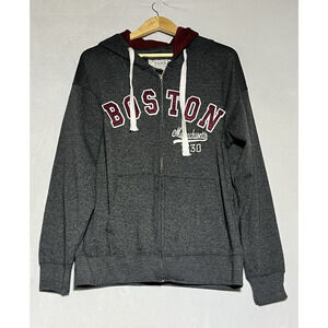 Boston Mass Spellout 1630 Full Zip Full Zip Hoodie Size Medium Gray Sweatshirt